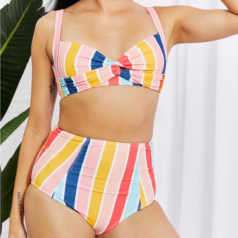 MARINA WEST SWIM Take A Dip Twist Front High-Rise Bikini in Retro Stripe - Picture 6 of 12